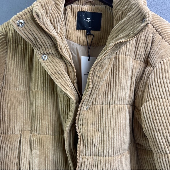 7 for all mankind corduroy puffer brown jacket winter brown - Picture 4 of 11